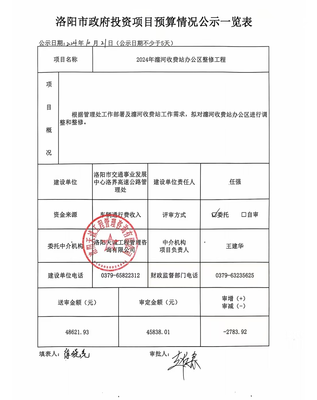 2024年瀍河收费站办公区整修工程