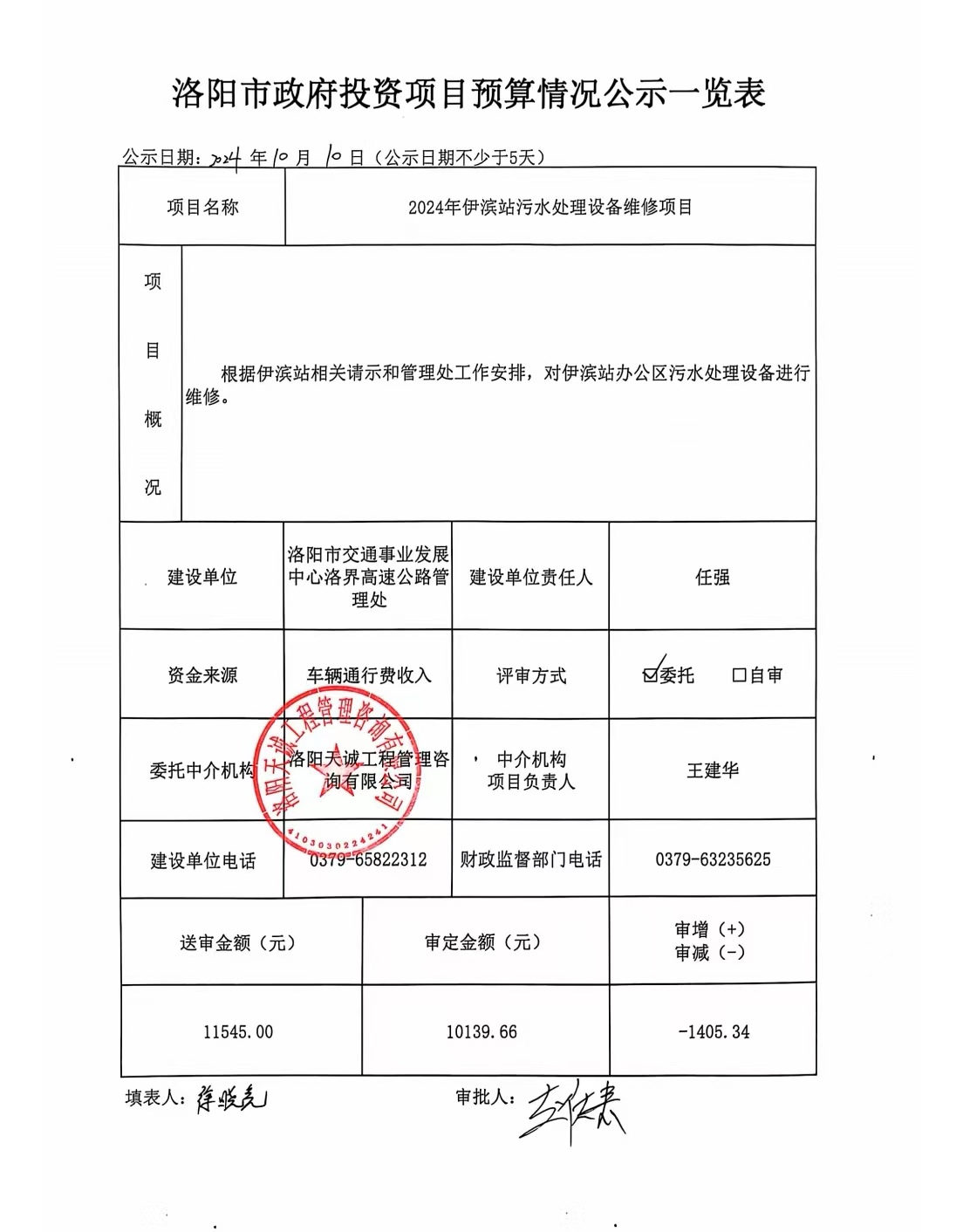 2024年伊滨站污水处理设备维修项目